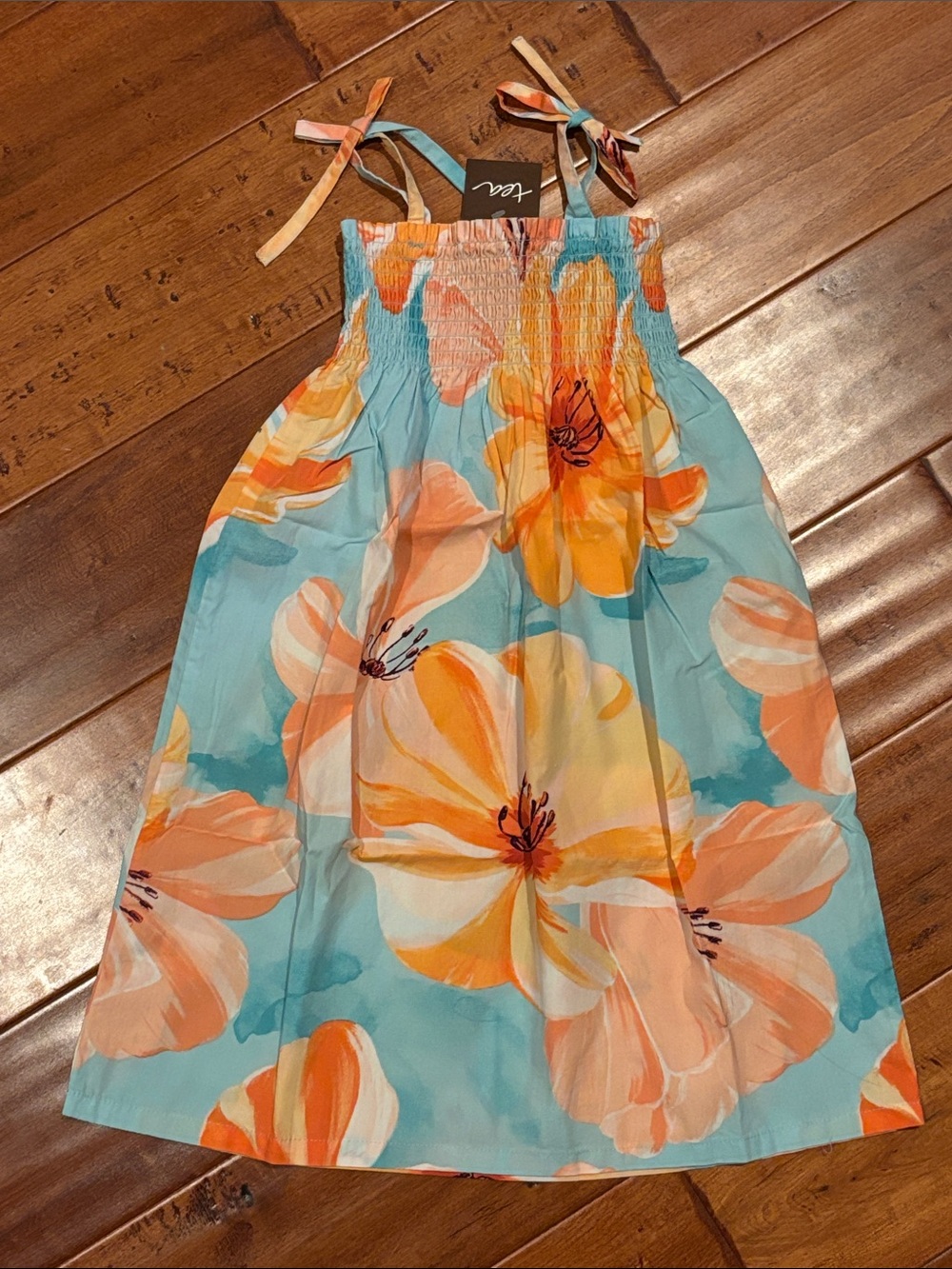 NWT Tea Collection Blue Floral Tie-Shoulder Dress Size 4